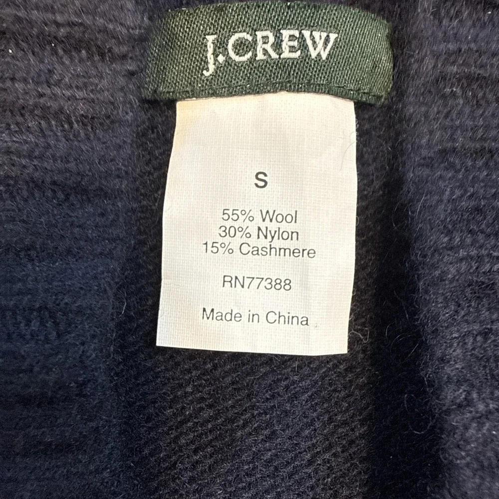 J. Crew Navy Cashmere Blend Cardigan Shawl Collar Sweater Cozy Warm Size Small